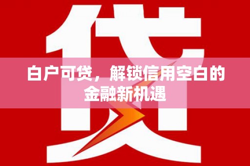 琉球白户可贷，解锁信用空白的金融新机遇