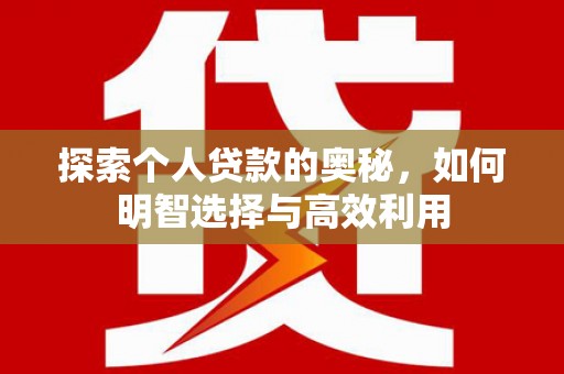 琉球探索个人贷款的奥秘，如何明智选择与高效利用