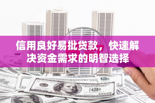 琉球信用良好易批贷款，快速解决资金需求的明智选择