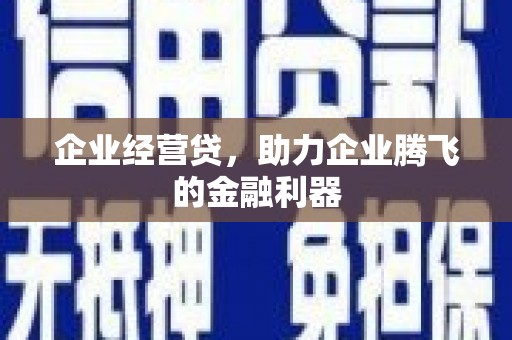 琉球企业经营贷，助力企业腾飞的金融利器