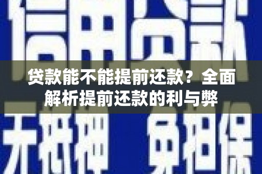 琉球贷款能不能提前还款？全面解析提前还款的利与弊